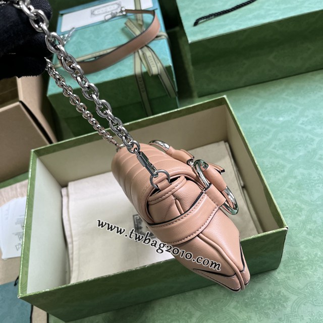 gucci專櫃新款原廠皮馬銜扣斜挎手袋 古馳Horsebit Chain系列小號鏈條肩背包 jcp1678
